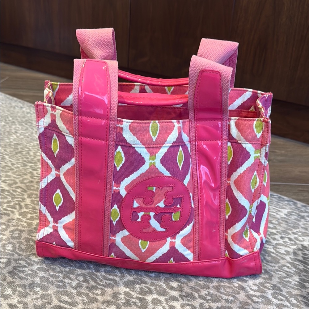 Tory Burch Pink Patterned Tote Bag
